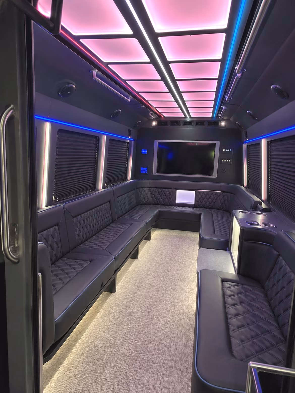 Grand Prairie Bachelor & Bachelorette Transportation party bus interior