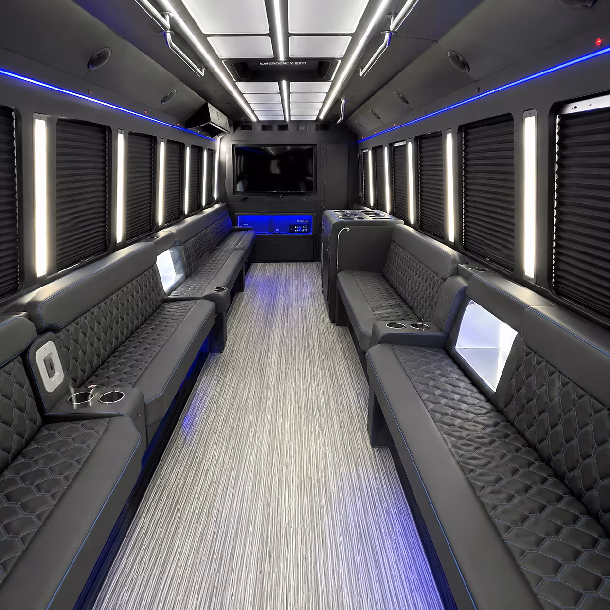 Grand Prairie Birthday, Sweet 16, & Quinceañera Transportation party bus interior