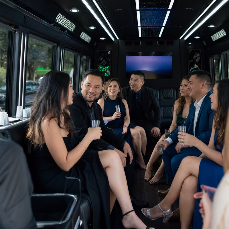 Black Mercedes Sprinter van staged for an Grand Prairie Private Event Transportation group