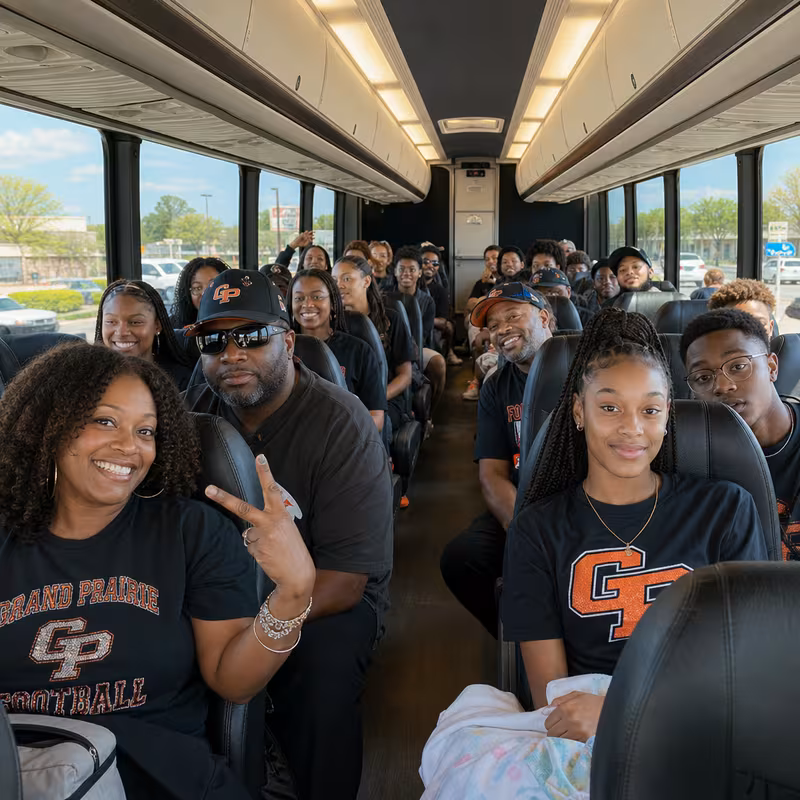 Black Mercedes Sprinter van staged for an Grand Prairie Sporting Event Transportation group