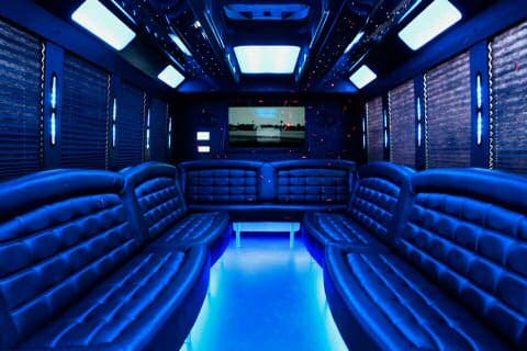 Irving 36 Passenger Party Bus Interior